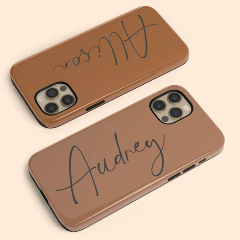 Custom Signature Name Earth Tones iPhone Case - Dark